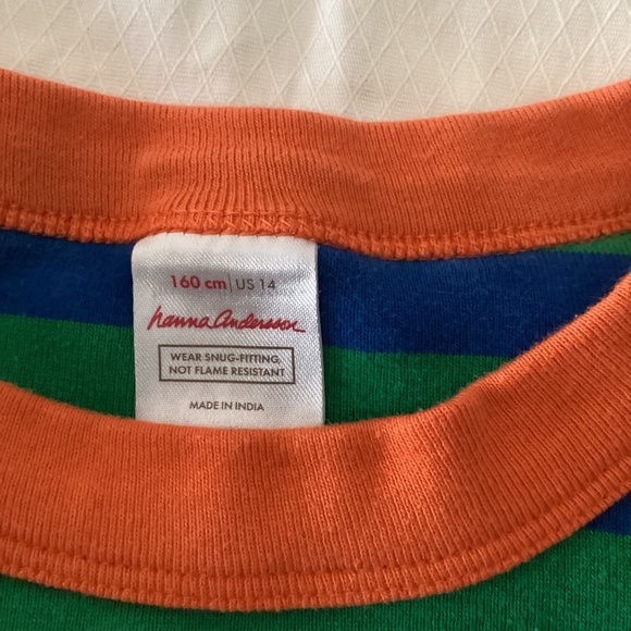 Hanna andersson size 14 green blue pj cotton short set - Picture 4 of 16